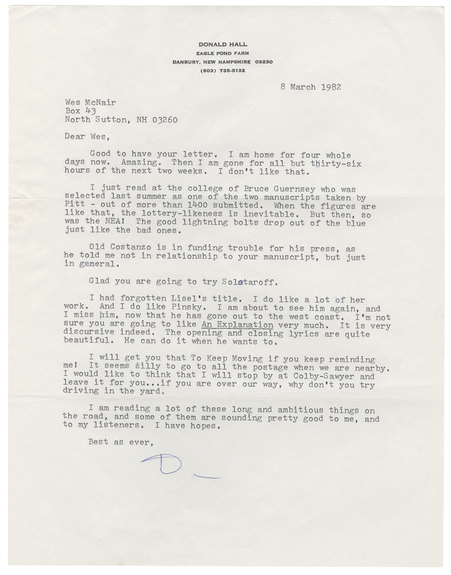 Letter from Hall to McNair, 03-08-1982, Page 1