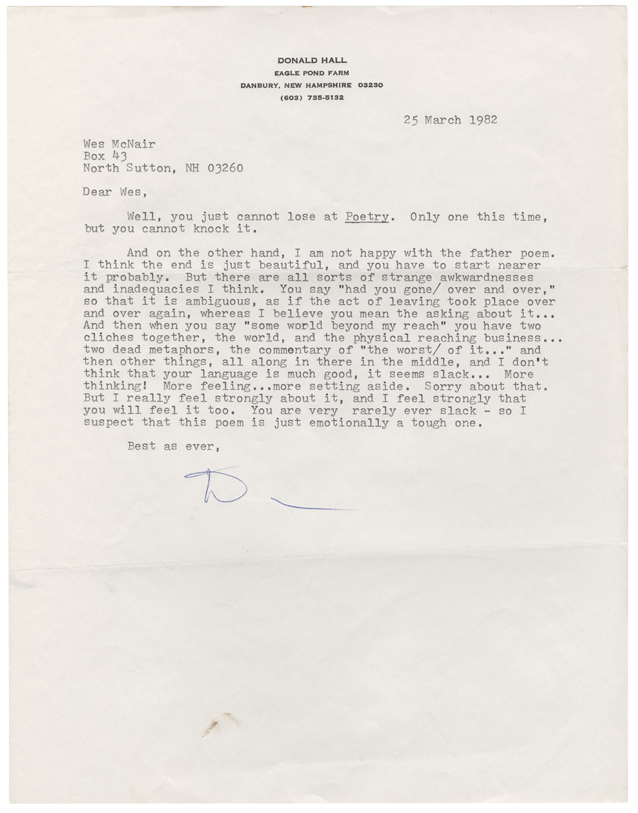 Letter from Hall to McNair, 03-25-1982, Page 1