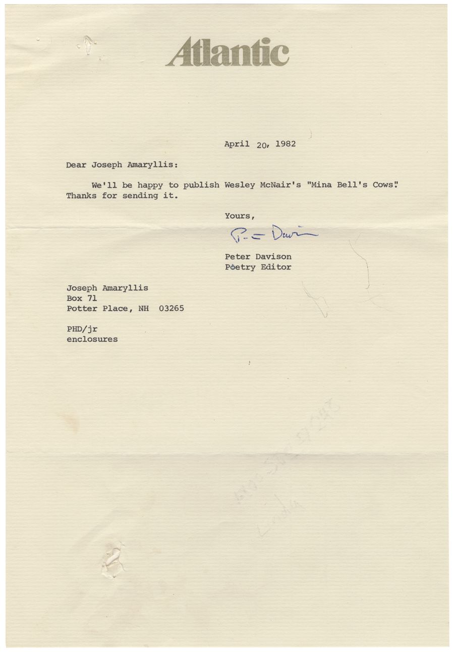 Letter from The Atlantic to Hall, Page 1, April 20, 1982