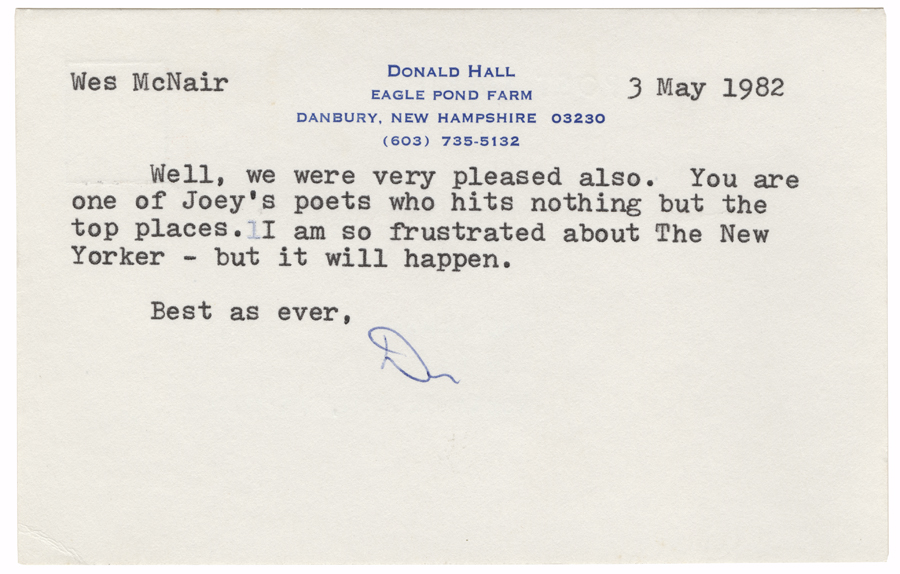 Letter from Hall to McNair, May 3, 1982, Page 1, Colby College Special Collections