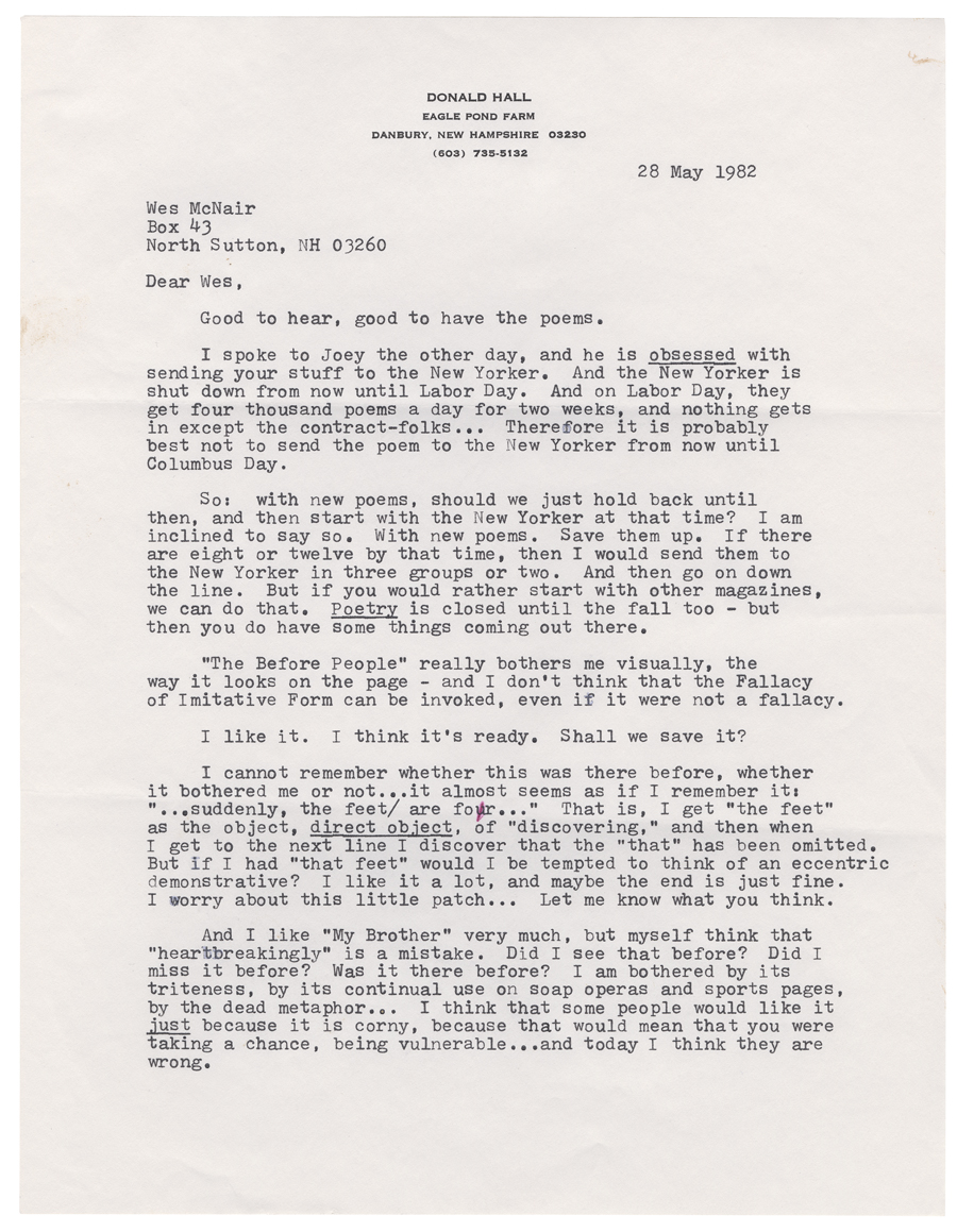Letter from Hall to McNair, May 28, 1982, Page 1, Colby College Special Collections