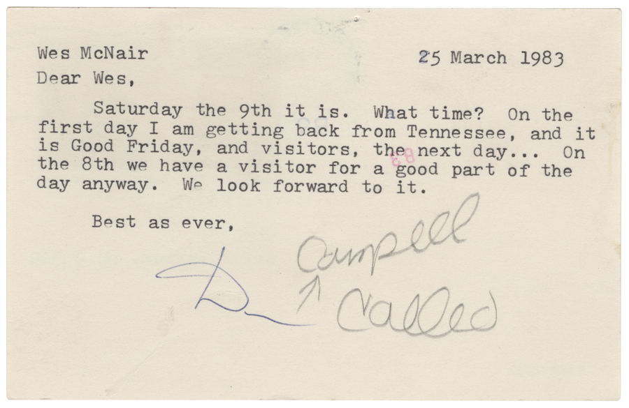 Letter from Hall to McNair, March 25, 1983, Page 1, Colby College Special Collections
