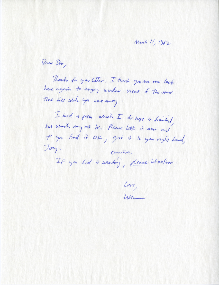 Letter from McNair to Hall, 03-11-1982, Page 1