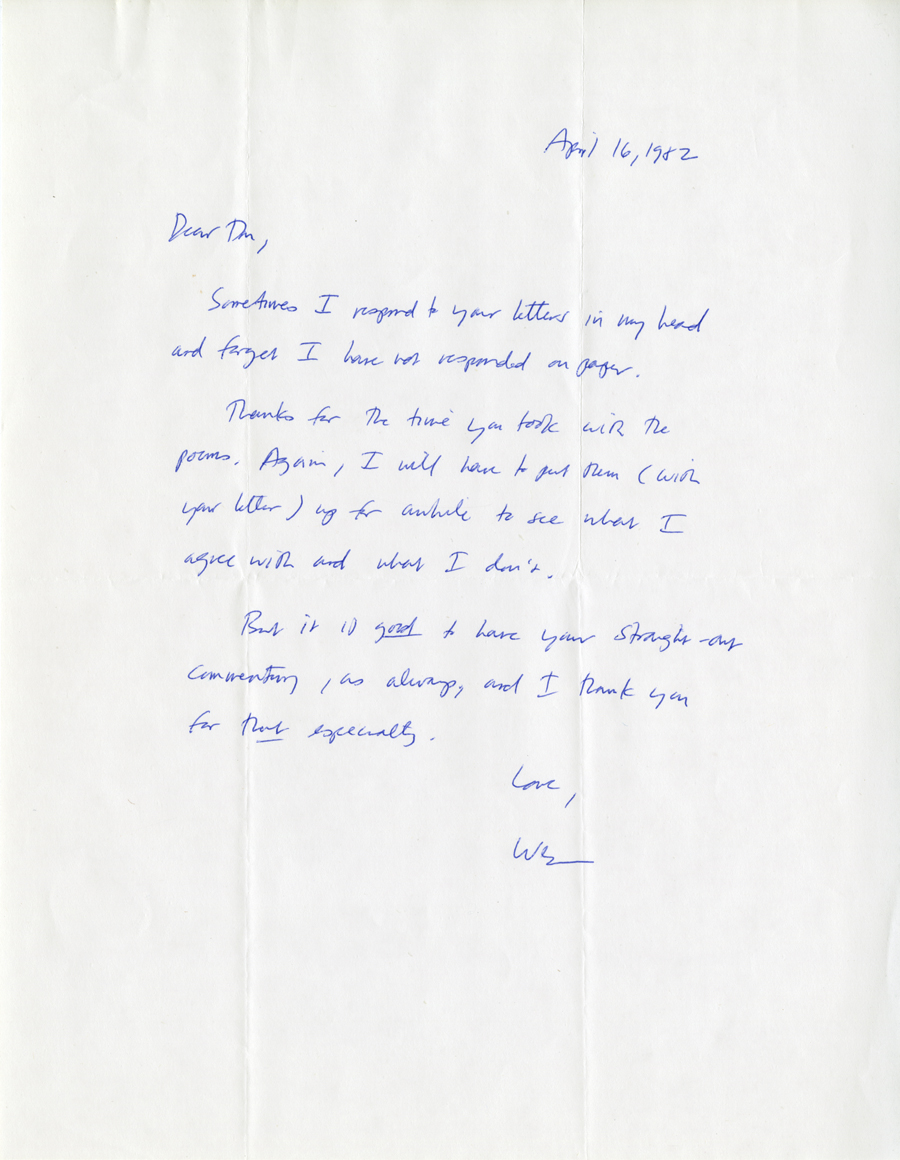 Letter from McNair to Hall, April 16, 1982