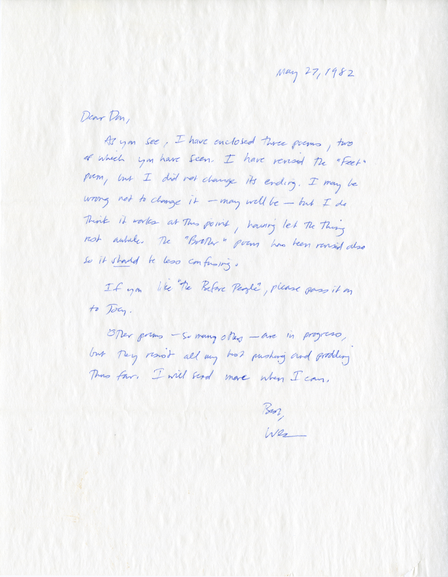 Letter from McNair to Hall, May 27, 1982, Milne Special Collections and Archives, University of New Hampshire