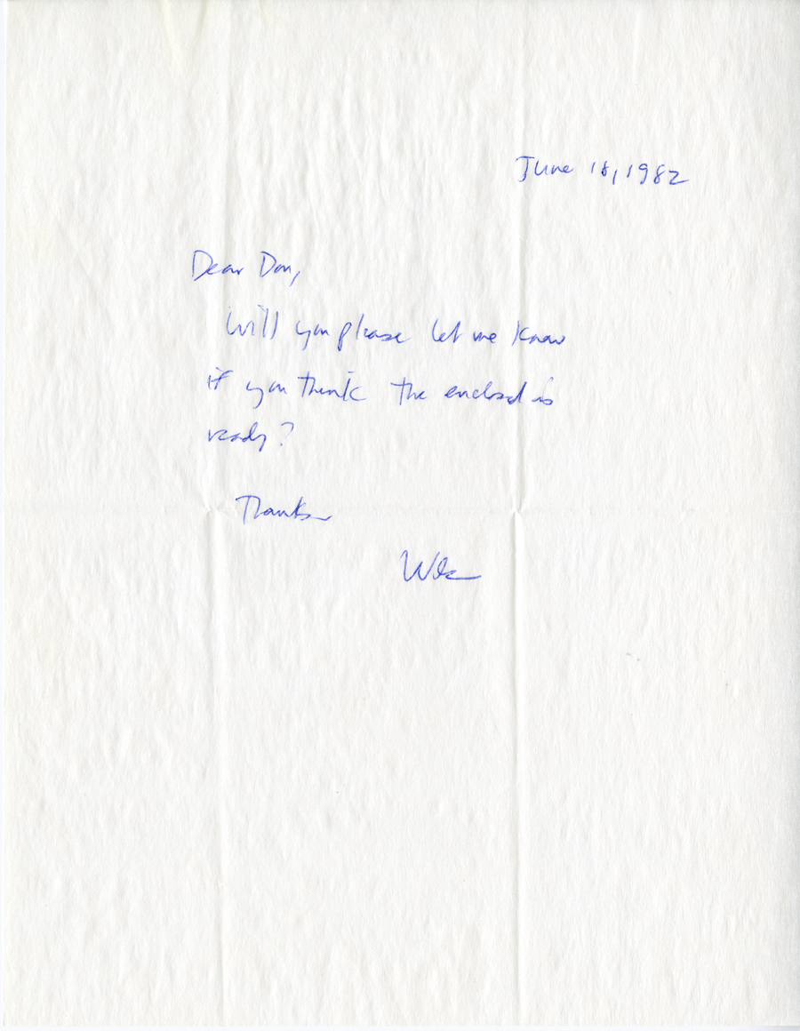 Letter from McNair to Hall, June 18, 1982, Page 1, Milne Special Collections and Archives, University of New Hampshire