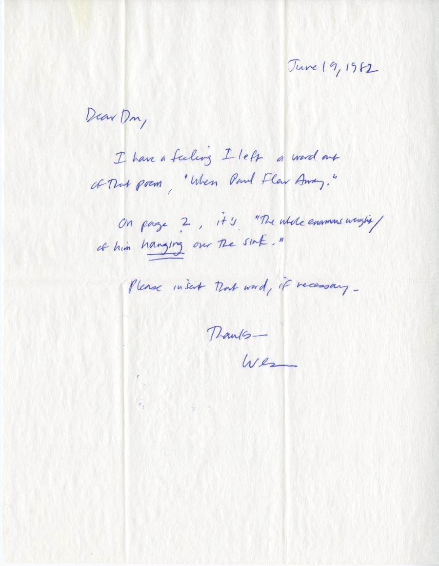 Letter from McNair to Hall, June 19, 1982, Milne Special Collections and Archives, University of New Hampshire