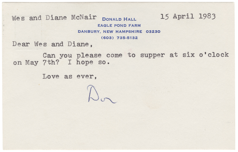 Letter from Hall to McNair, April 15, 1983, Page 1, Colby College Special Collections