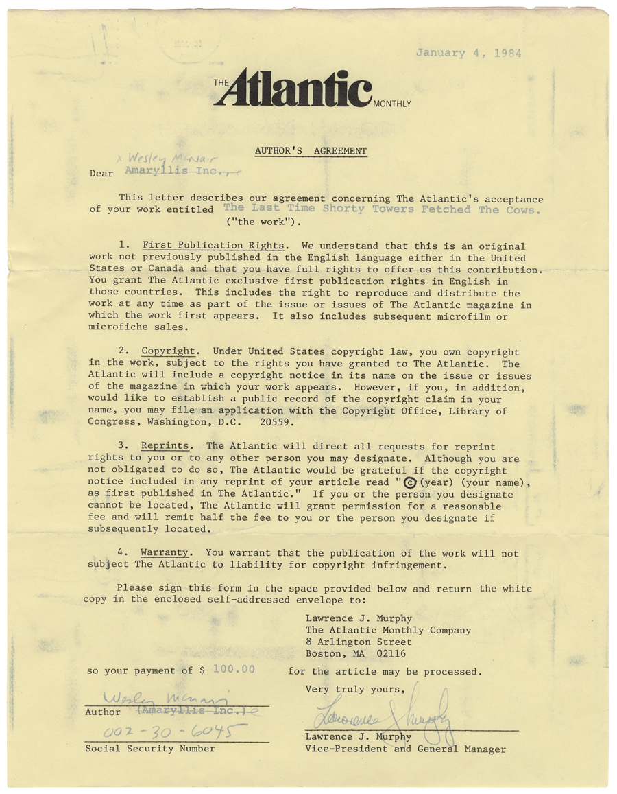 Letter from Hall to McNair, January 4, 1984, Colby College Special Collections