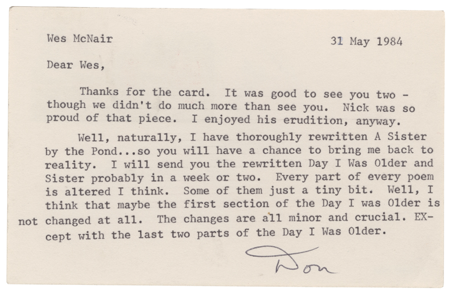 Letter from Hall to McNair, May 31, 1984, Page 1, Colby College Special Collections