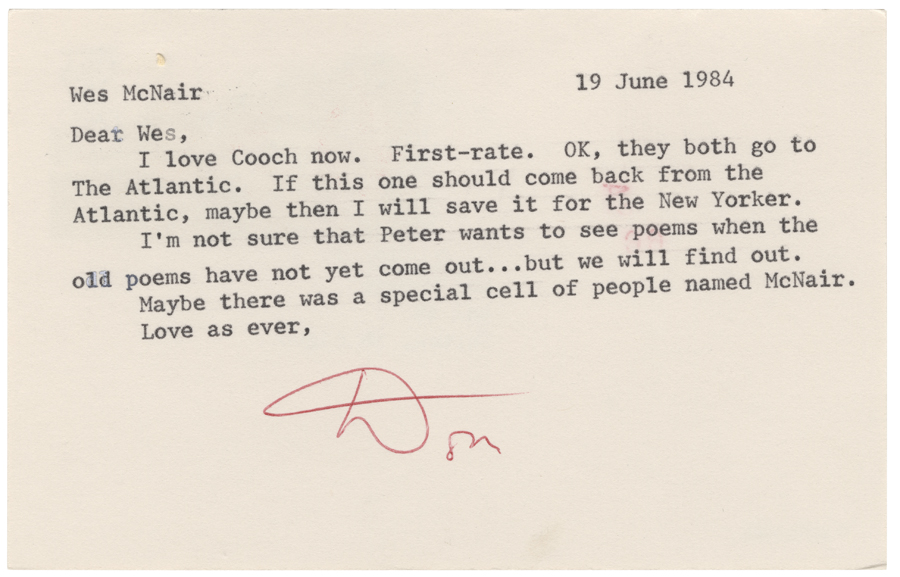 Letter from Hall to McNair, June 19, 1984, Page 1, Colby College Special Collections
