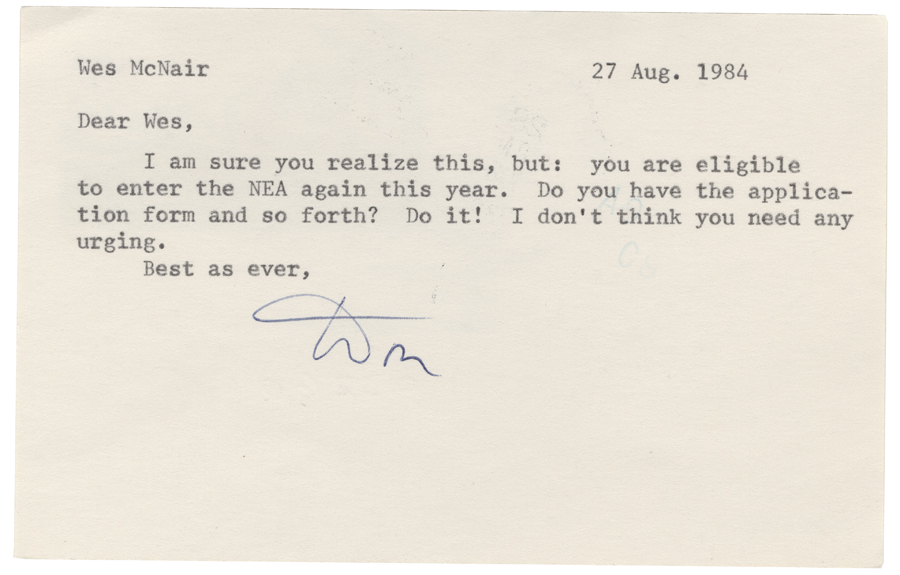 Letter from Hall to McNair, August 27, 1984, Page 1, Colby College Special Collections