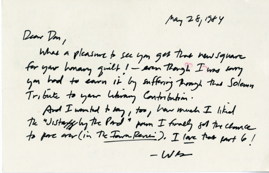 Letter from McNair to Hall, May 28, 1984, Page 1, Milne Special Collections and Archives, University of New Hampshire