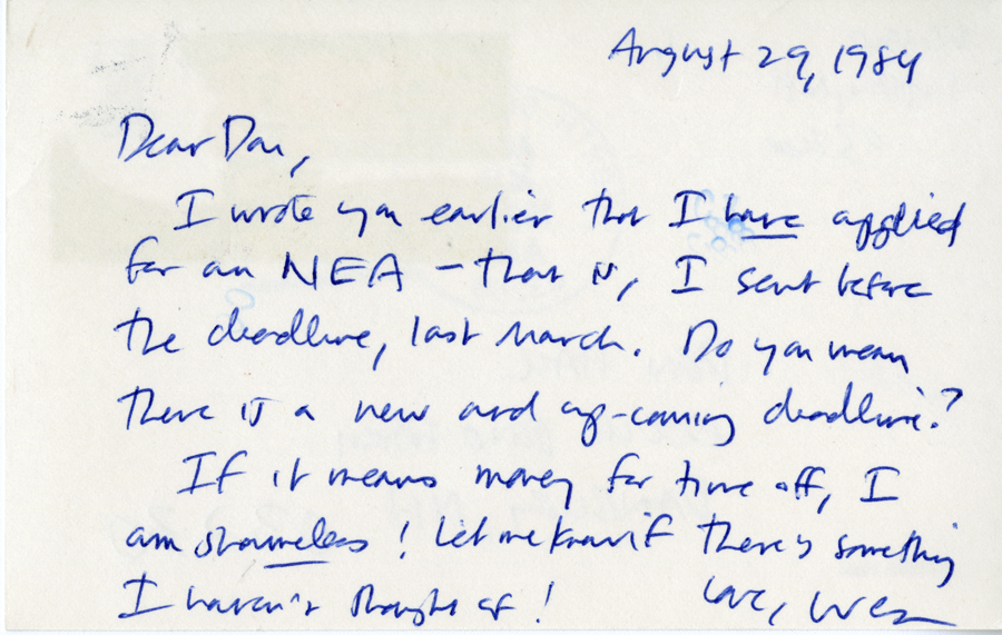 Letter from McNair to Hall, August 29, 1984, Page 1, Milne Special Collections and Archives, University of New Hampshire