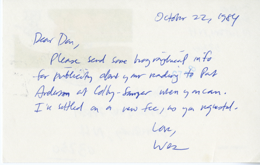 Letter from McNair to Hall, October 22, 1984, Page 1, Milne Special Collections and Archives, University of New Hampshire