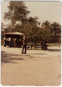 Wesley McNair outside a kiosk where Chilean students gather Wesley McNair outside a kiosk where Chilean students gather