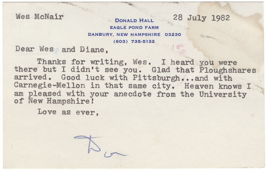 Letter from Hall to McNair, July 28, 1982, Page 2, Colby College Special Collections