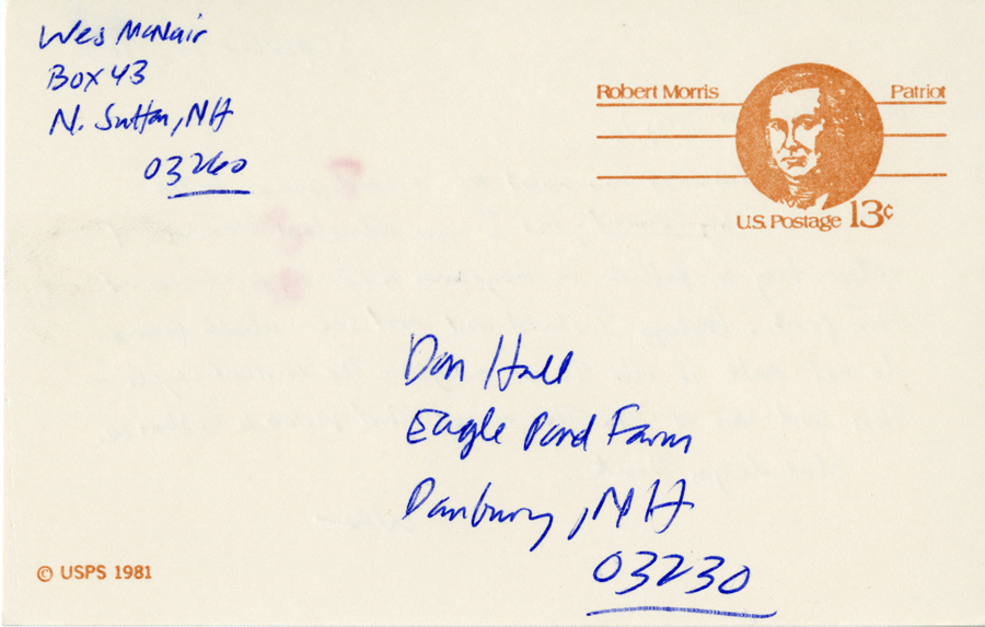 Letter from McNair to Hall, September 28, 1983, Page 2, Milne Special Collections and Archives, University of New Hampshire