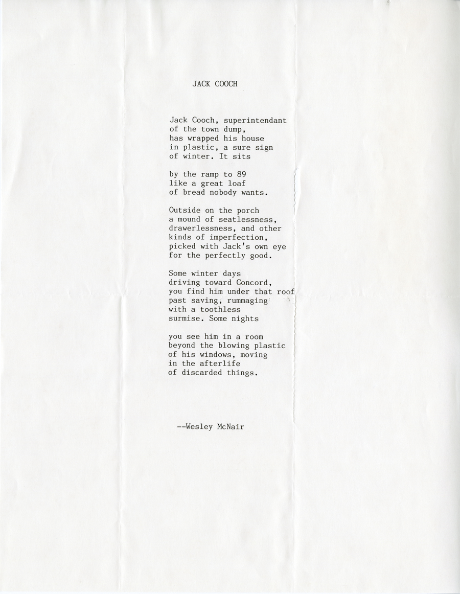 Letter from McNair to Hall, January 16, 1984, Page 3, Milne Special Collections and Archives, University of New Hampshire