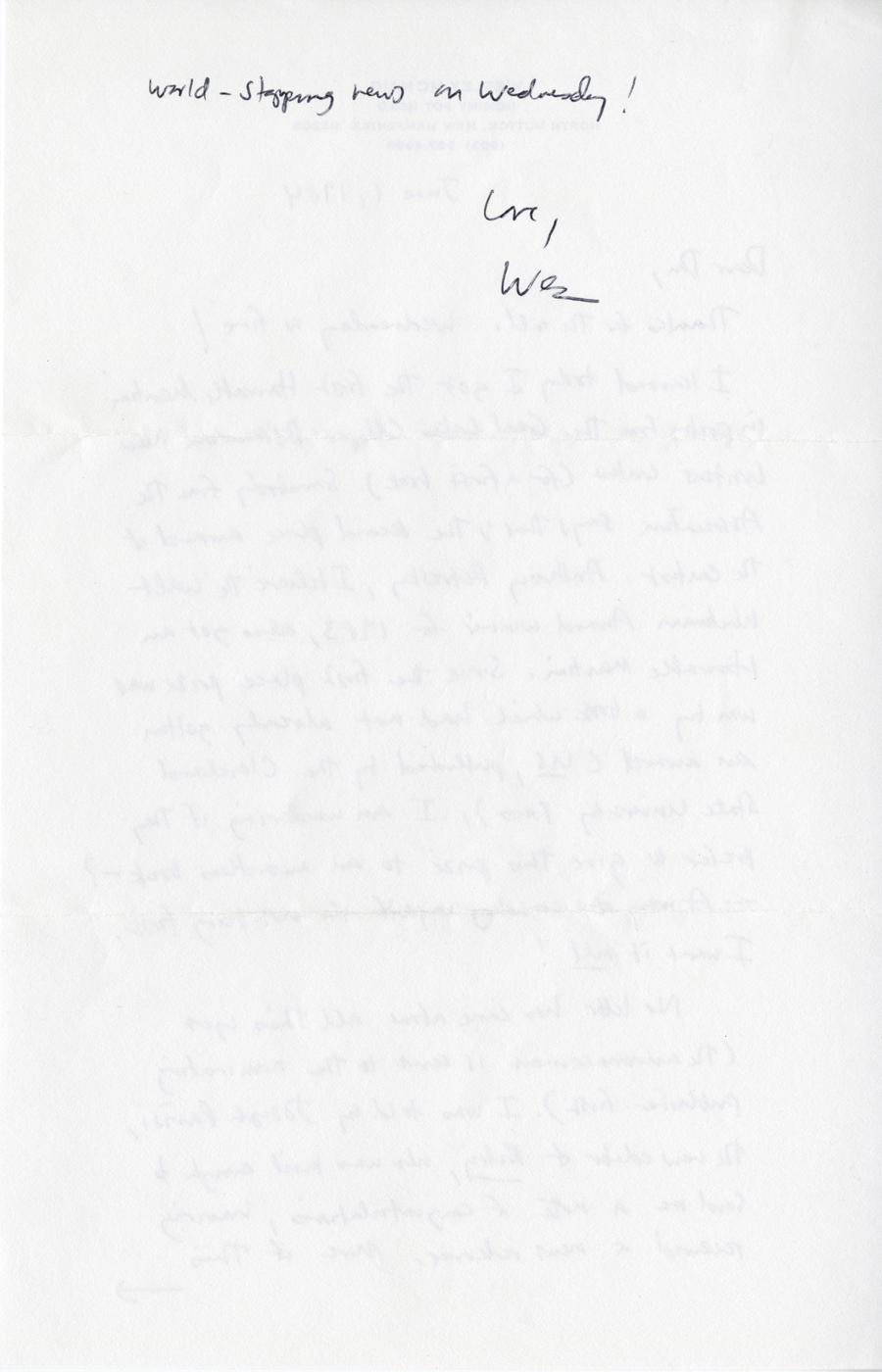 Letter from McNair to Hall, June 1, 1984, Page 2, Milne Special Collections and Archives, University of New Hampshire