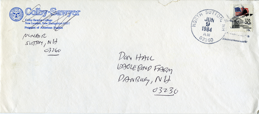 Letter from McNair to Hall, June 8, 1984, Page 6, Milne Special Collections and Archives, University of New Hampshire