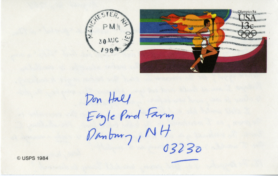 Letter from McNair to Hall, August 30, 1984, Page 2, Milne Special Collections and Archives, University of New Hampshire