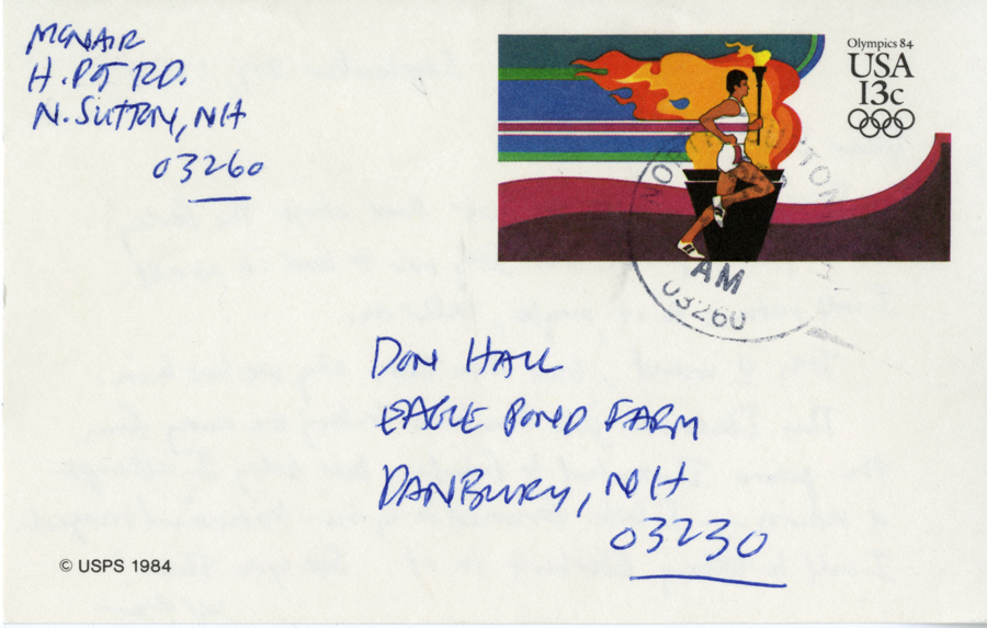 Letter from McNair to Hall, September 29, 1984, Page 2, Milne Special Collections and Archives, University of New Hampshire