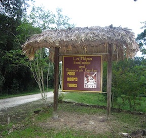 Sign leading into La Milpa
