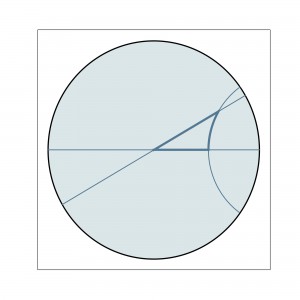 Right triangle drawn with geodesics